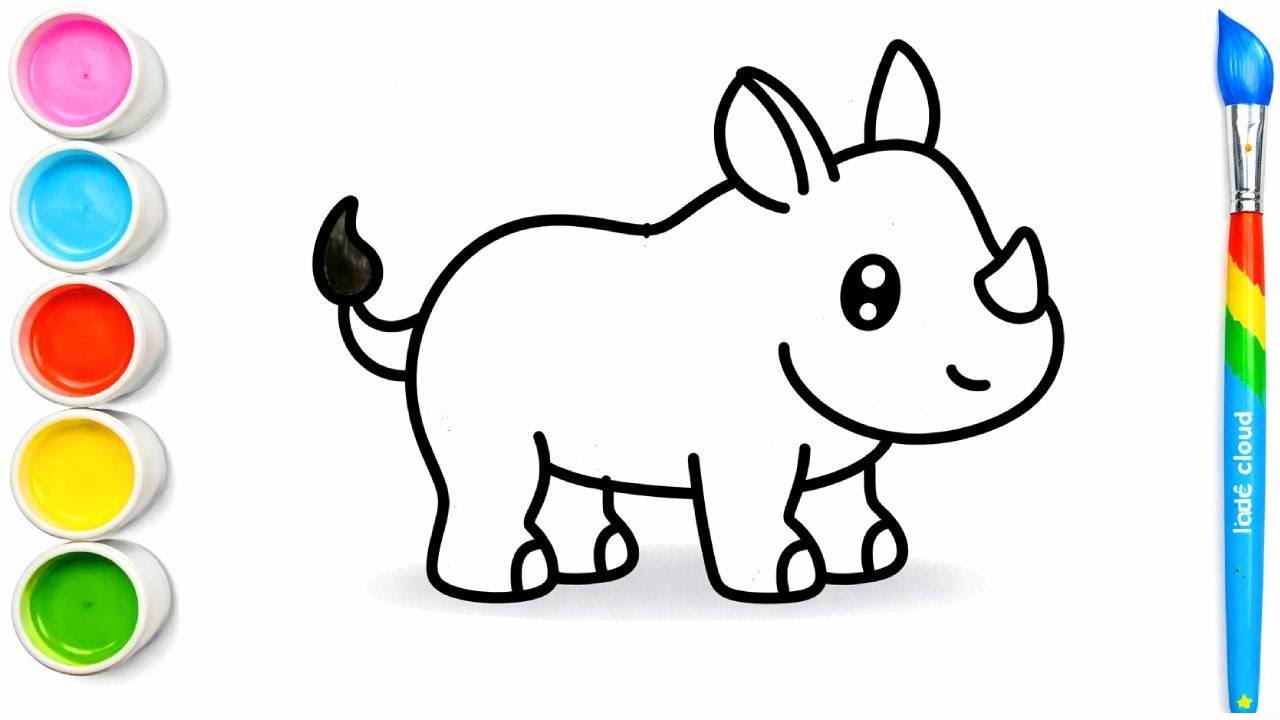 Baby Rhino Drawing & Coloring for Kids 🦏🎨 | Easy Step by Step Art Tutorial#art #drawing