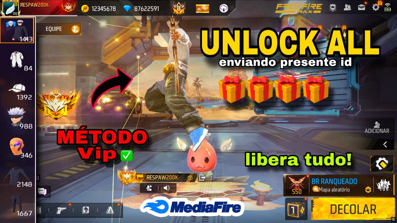 COMO LIBERAR TODAS SKIN DO FREE FIRE TOTALMENTE GRATIS - NOVO METODO UNLOCK ALL ATUALIZADO -ENVIAR 🎁