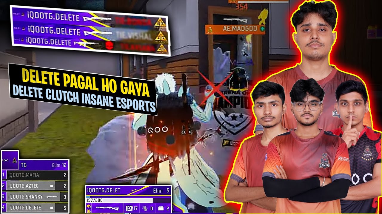 DELETE PAGAL HO GYA ? TG DELETE CLUTCH INSANE ESPORTS | ZEE MEDIA -AOC | GROUP STAGE | AXD | IQOO TG