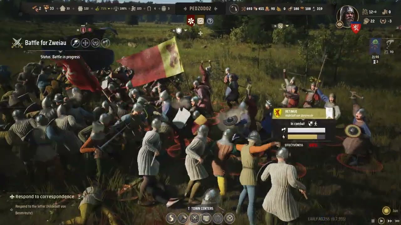 Manor Lords battle for claiming Enemy Region.