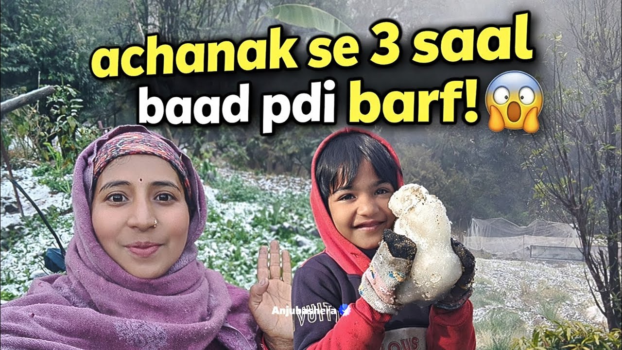 2026 ki phli barf baari!😱 #anjubasheravlog #snowfall #2026 #firstsnowfall 