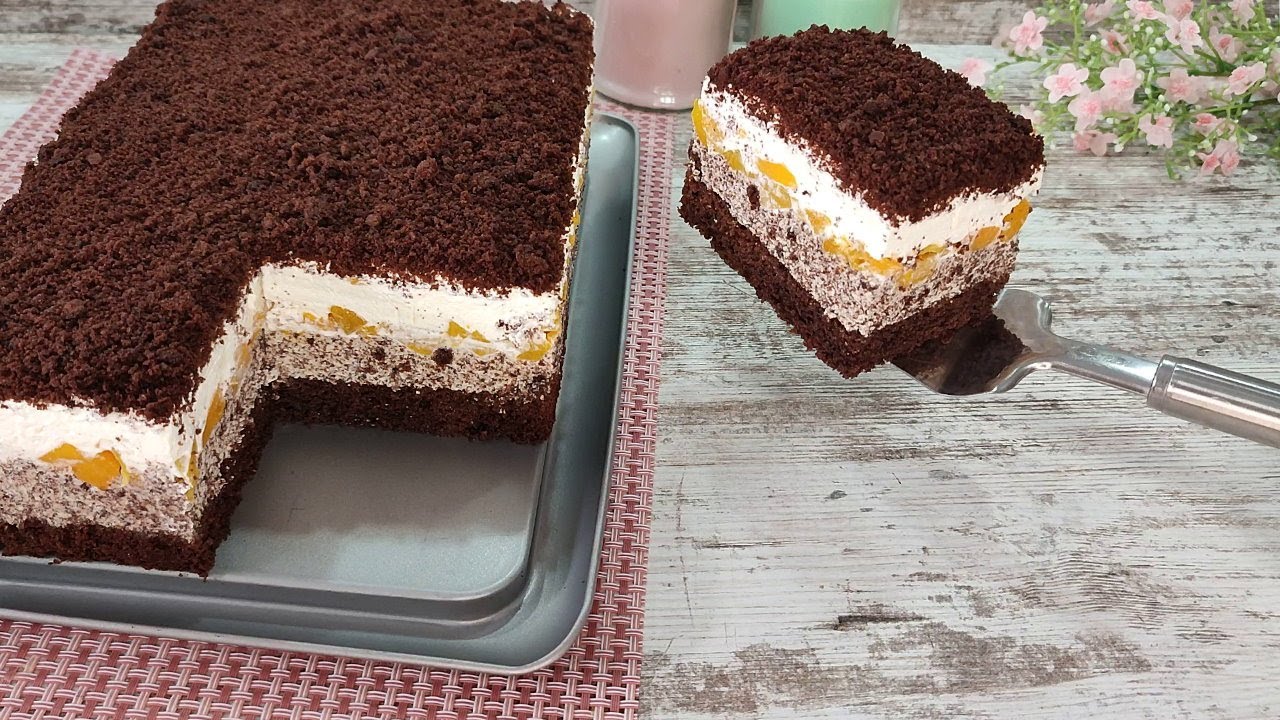 Мало кто знает этот рецепт! На вкус как настоящий торт от шеф-кондитера! Персиково-шоколадный торт