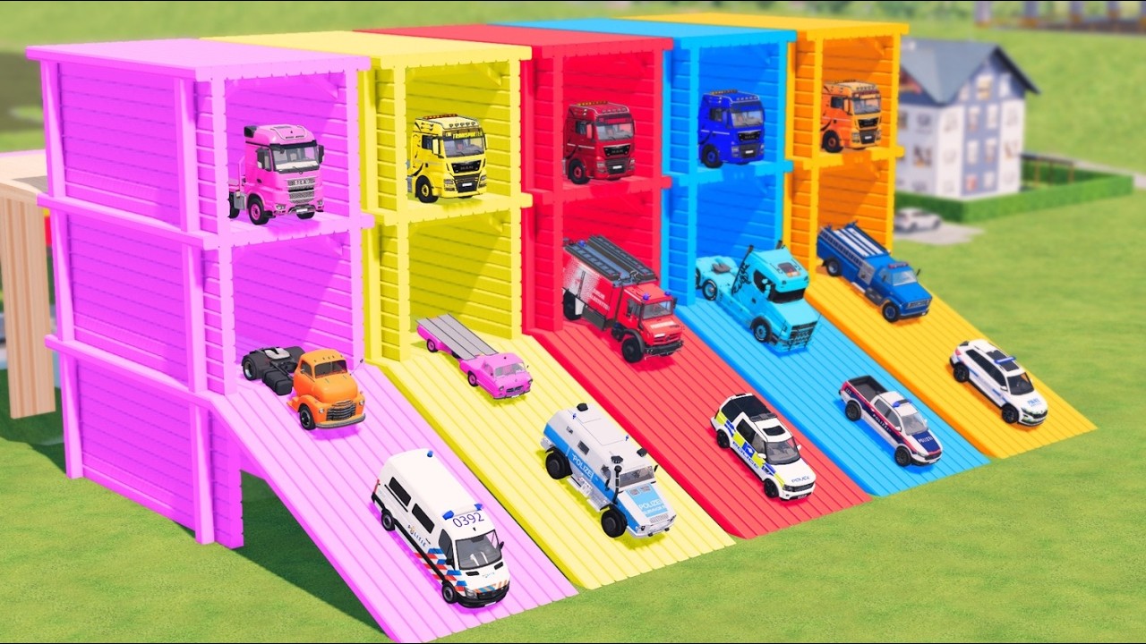 Work With Colors Transport Police Cars Fire Rescue With Man Truck  FS22