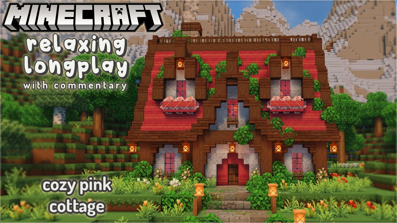 Cozy Pink Cottage 🩷 Minecraft Relaxing Longplay with Commentary 🌺