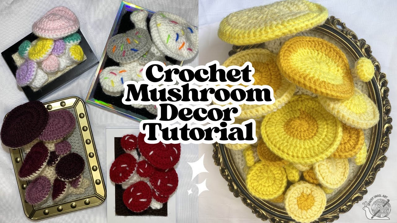 Mushroom Frame Crochet Tutorial | Cottagecore Wall Art Pattern | FLAT Mushrooms