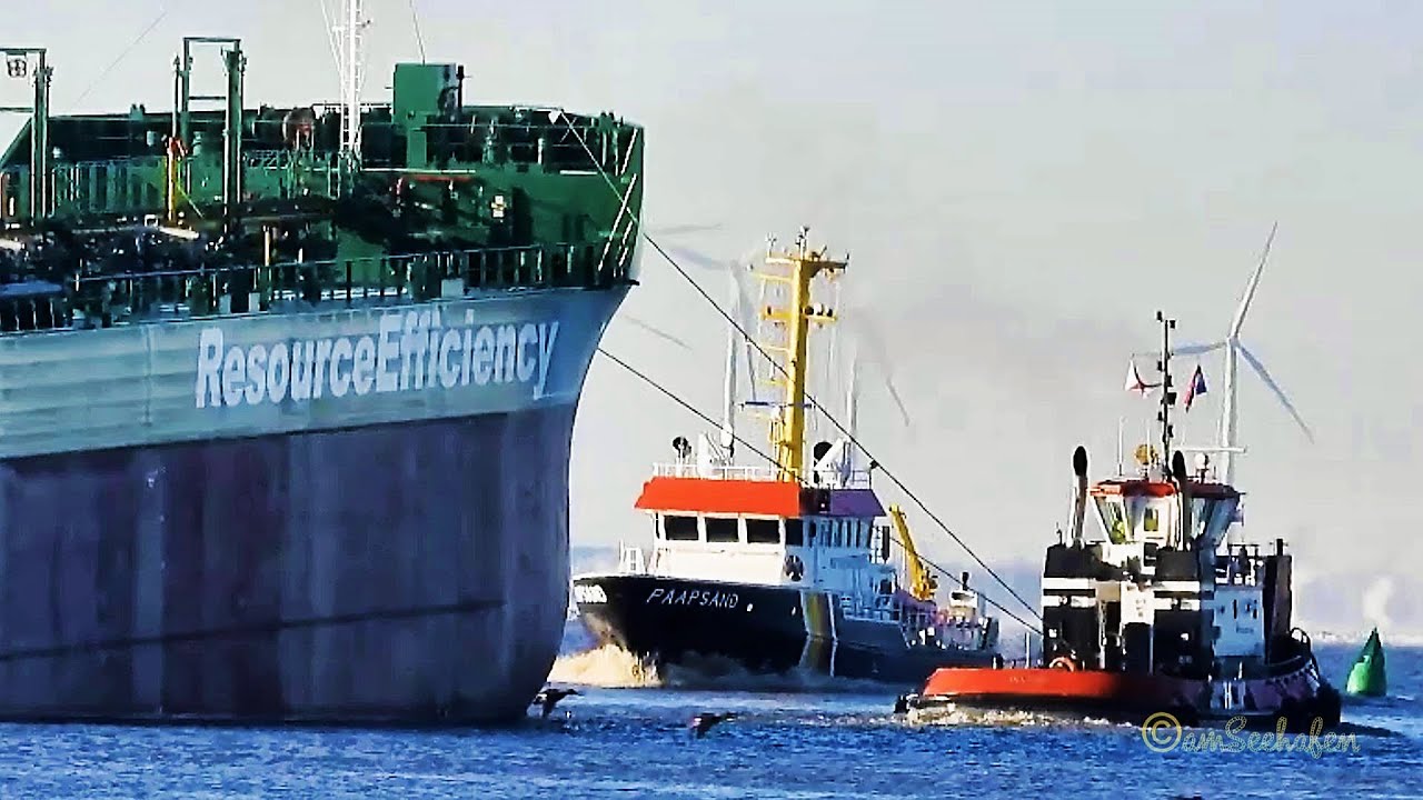 Emsrevier Dollart Emden Schiffsbegegnung brandnew tanker & survey ship meet THUN RESOURCE & PAAPSAND