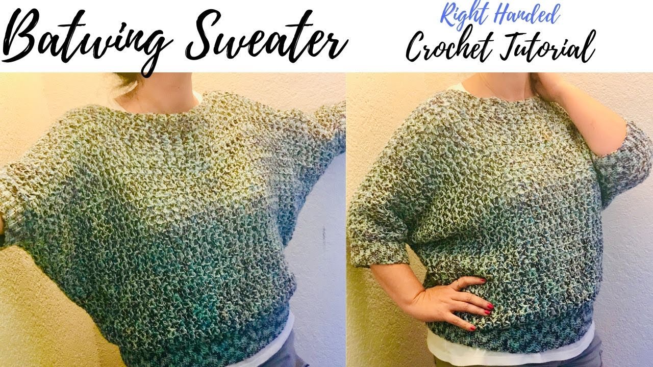 Урок вязания крючком свитера «летучая мышь» (для правшей)