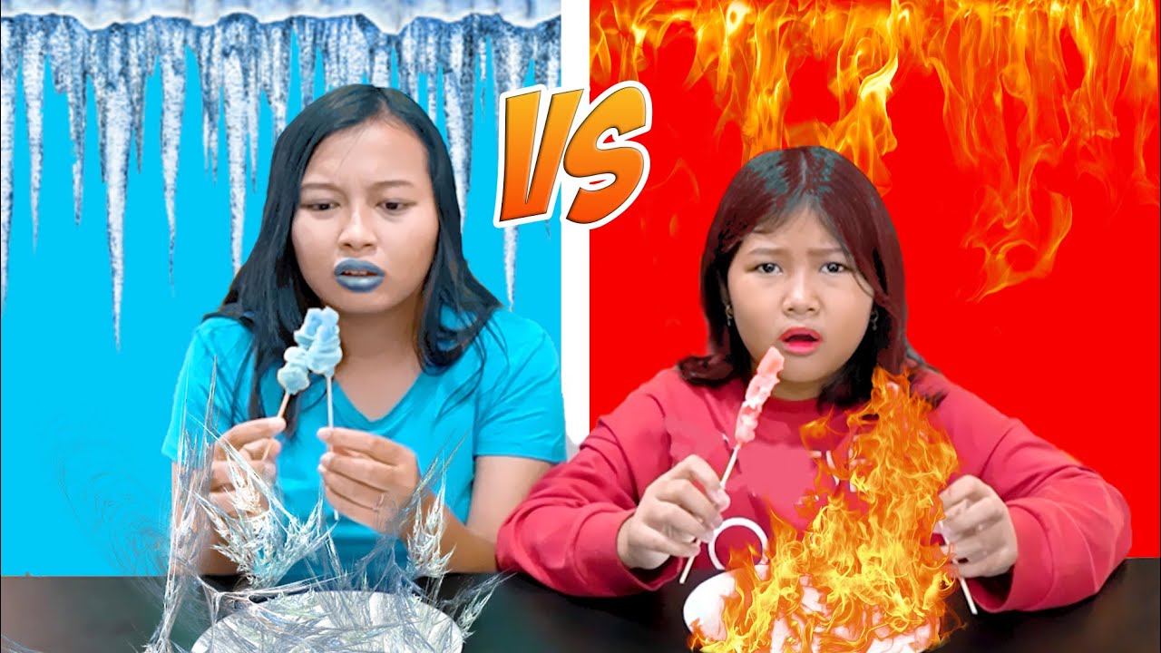 CEWEK DINGIN VS PANAS !! MAKAN MANANAN PANAS VS DINGIN SELAMA 24 JAM | RERE CHANNEL