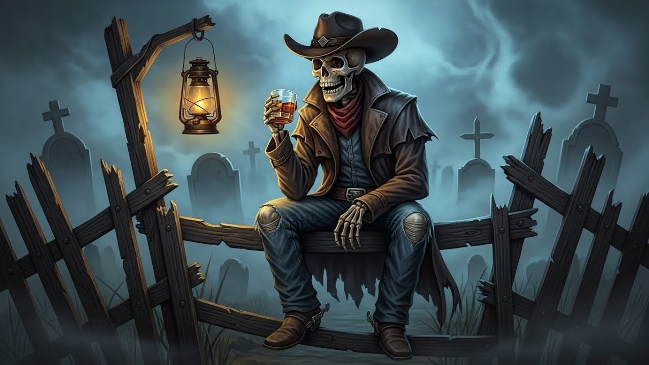 Gothic Western Night Atmos Mix – Skeletal Cowboy Whiskey 4K