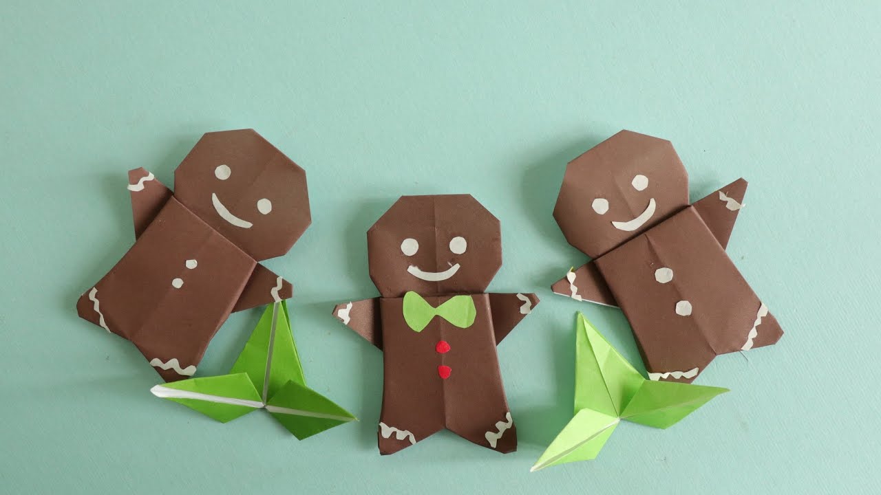 摺紙教學 聖誕點心 薑餅人 Origami Gingerbread Man