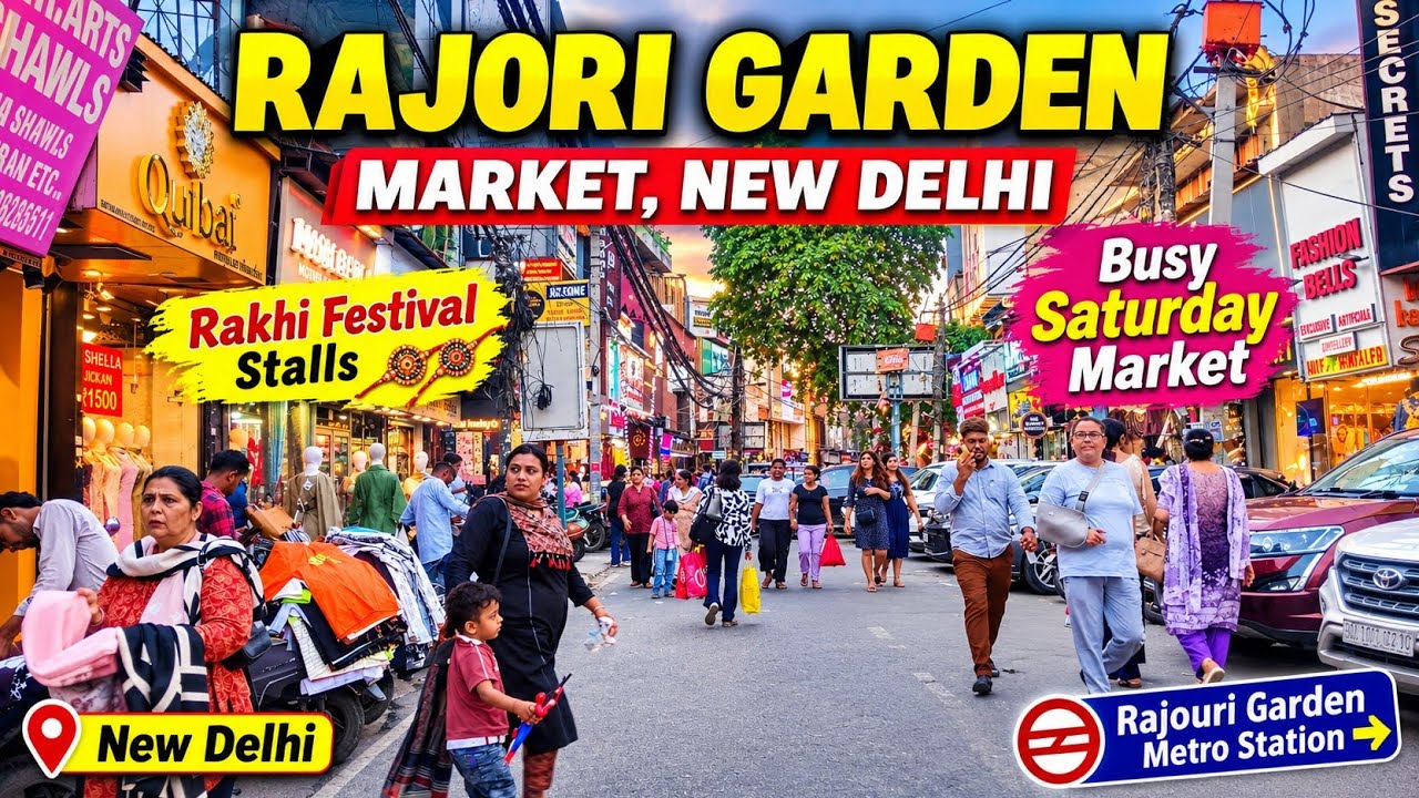 Rajouri Garden Market on a Busy Saturday 🛍️ | Rakhi Festival Stalls & Delhi Evening Walk 🇮🇳
