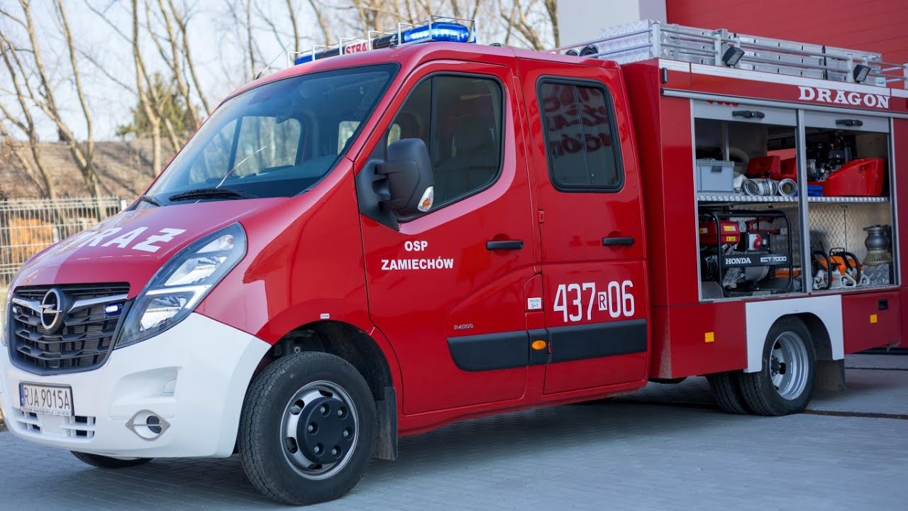 OSP ZAMIECHÓW - LEKKI OPEL MOVANO OD FIRMY DRAGON W PODZIALE - 437[R]06 GLBM - POKAZ WYPOSAŻENIA