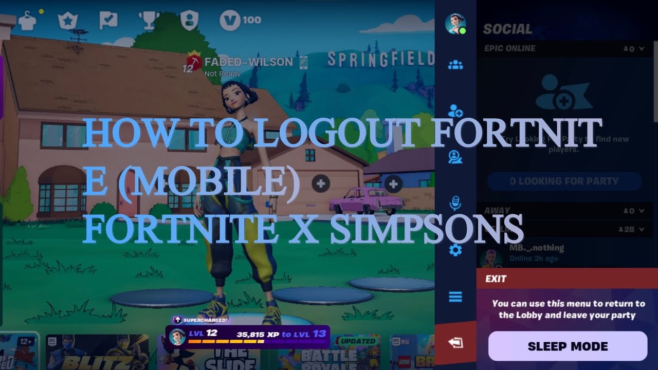 How to logout in Fortnite (mobile) and all platforms New Fortnite X Simpsons update