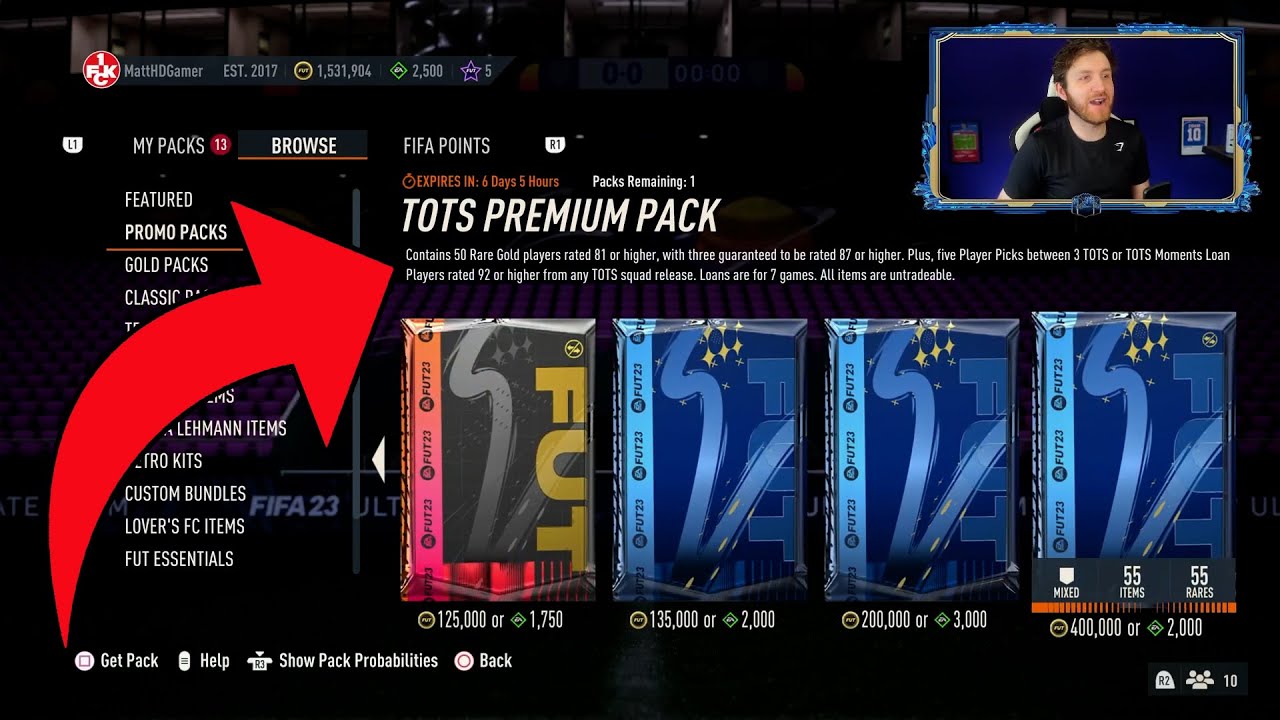 FIFA 23 5 x 400K Premier League TOTS Packs!