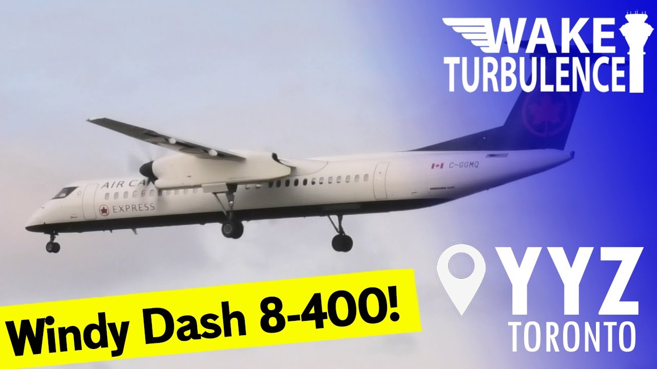 Dash 8 Q400 Handles the Wind Landing at Toronto Pearson Airport YYZ