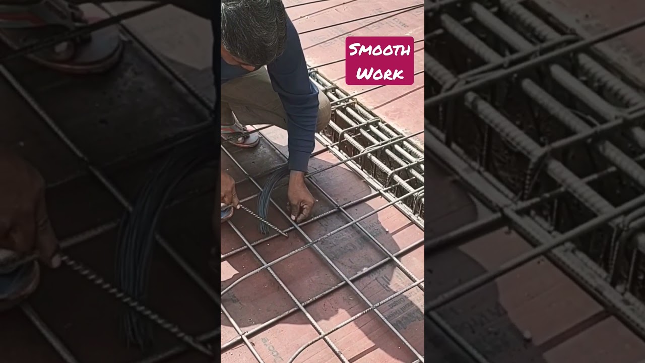 How to bind wire in iron bar??#civilengineering #construction #contractor #concrete