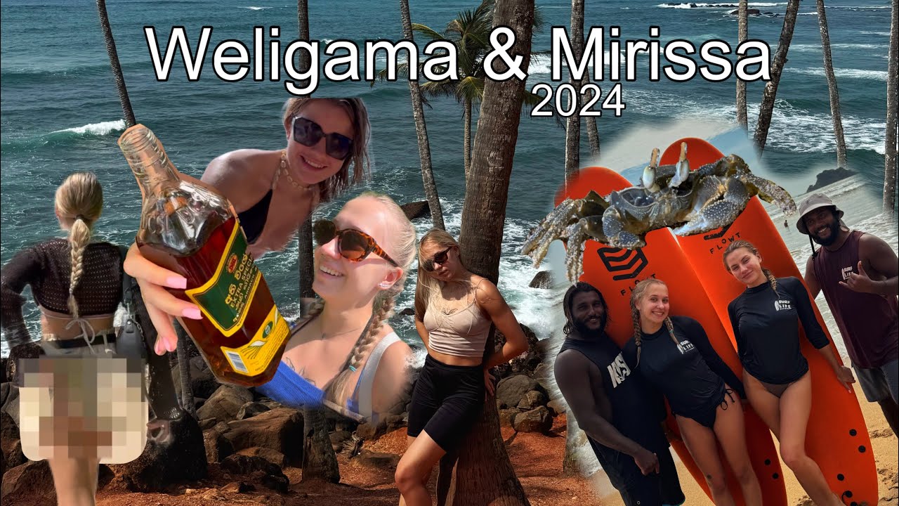2.серфінг на Weligama, пʼєм with our teachers🤪Райський пляж на Mirissa, покусали краби🦀