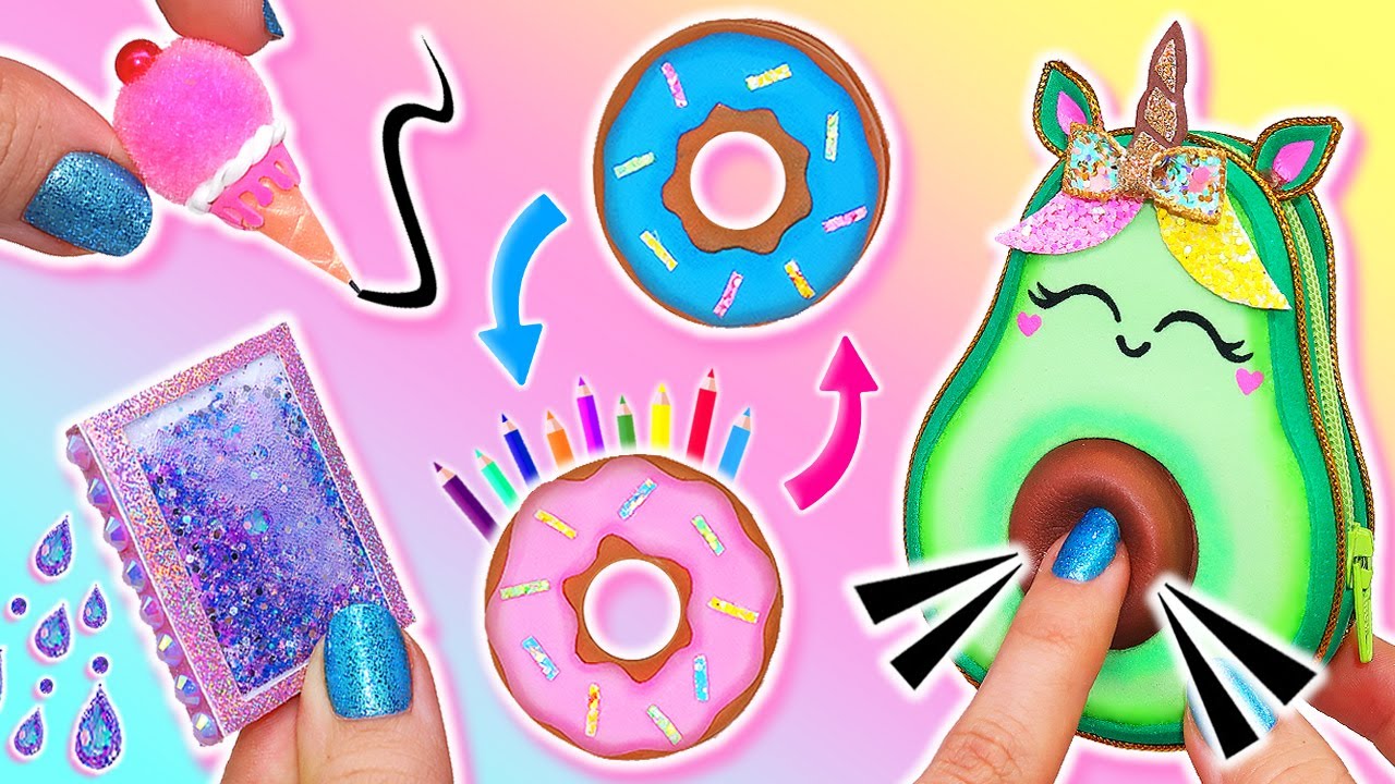 🥑DIY: Mini Útiles escolares Fidget Toys  (mochila, cuaderno, bolígrafo, lapicera) ¡SÍ FUNCIONAN!