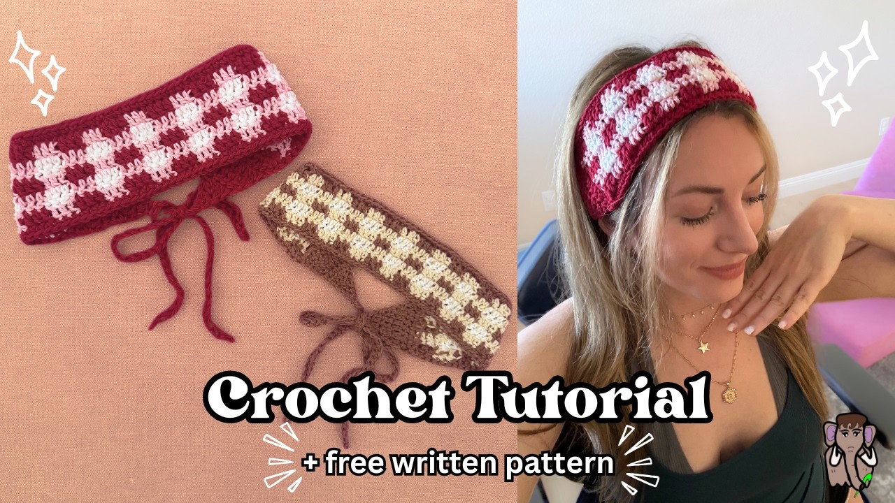Picnic Headband CROCHET TUTORIAL | Gingham | Wooly Mama Crochet