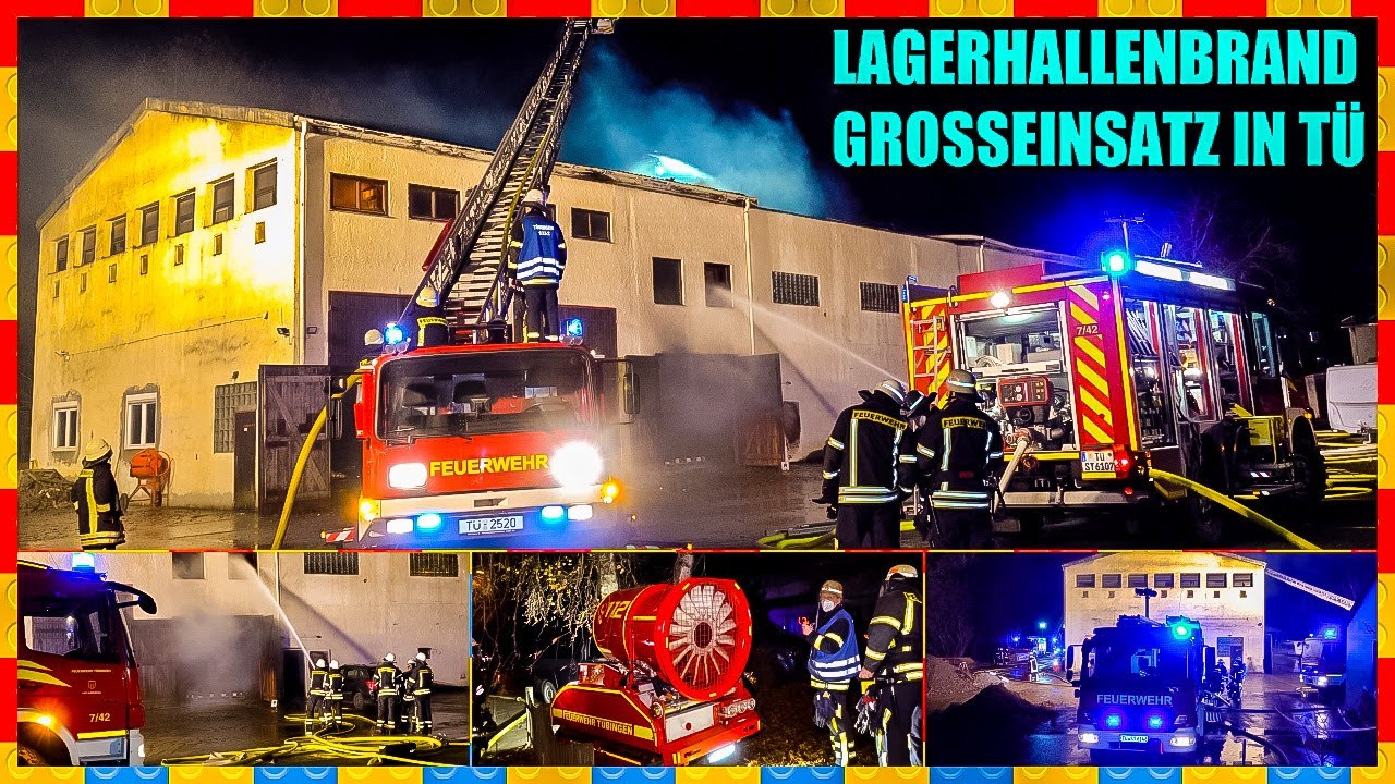 🔥🔥 Vollbrand in Lagerhalle 🔥🔥 | 🚒  Großeinsatz mit 2 Drehleiter & LUF  🚒  Feuerwehr Tübingen 🚒