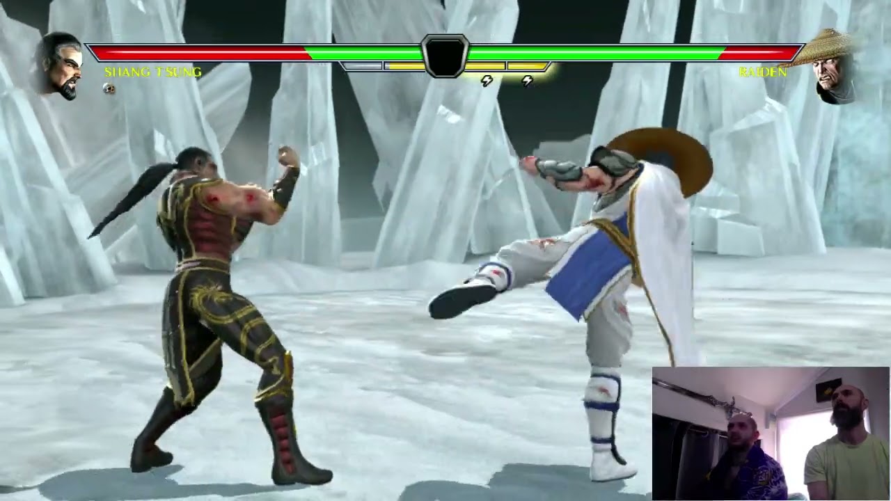 Raiden fights Shang Tsung- Mortal Kombat VS DC Universe