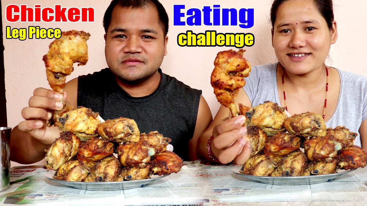 CHICKEN LEG PIECE EATING CHALLENGE | Husband & Wife Chicken eating challenge | Food N Fun Nepal |