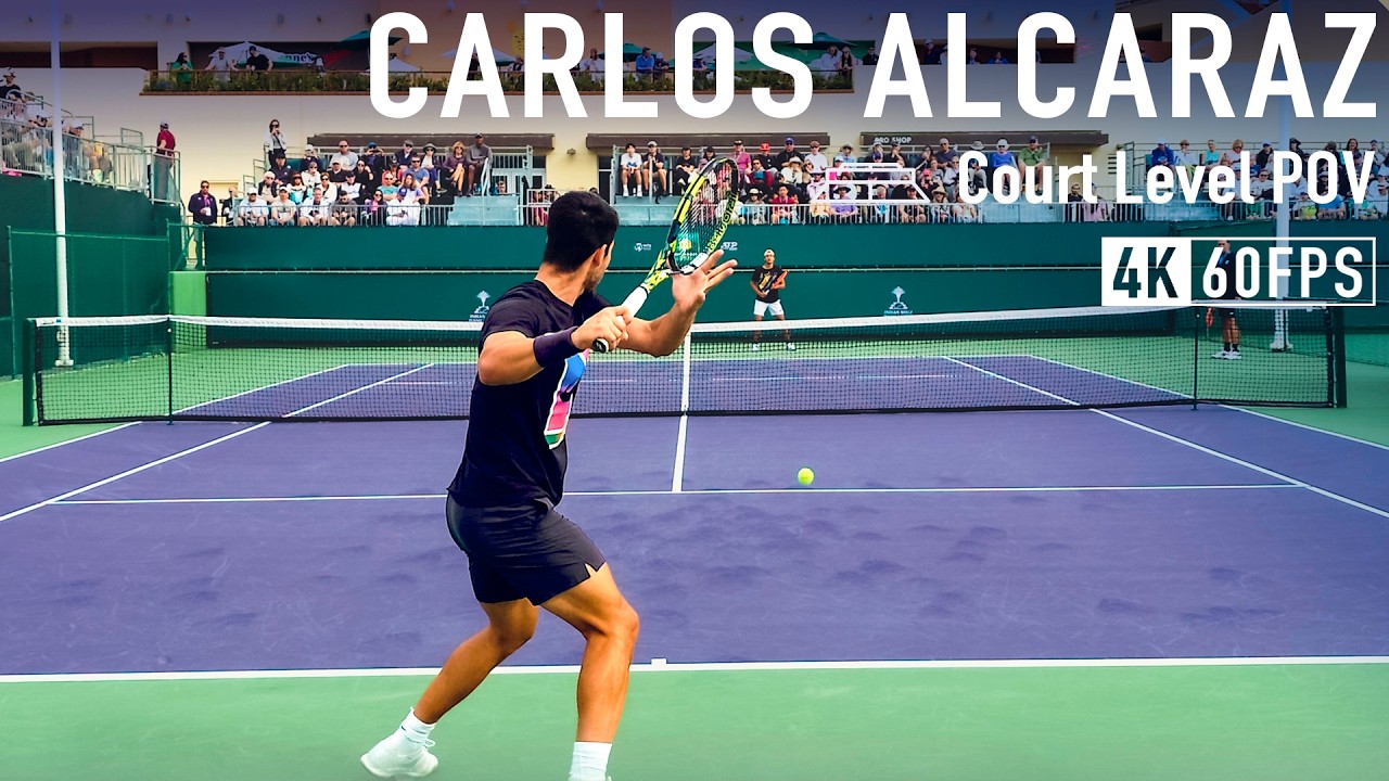 Carlos Alcaraz | Up Close Court Level Practice [2024 IW]