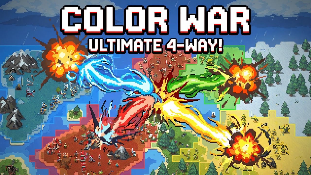 Great Color War - Intense Clash of Blue, Red, Green and Yellow (Part 1)