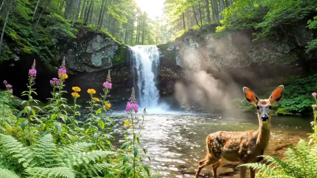 Peaceful River Water Sounds, Light Forest Birds, Calming Natural Ambience
