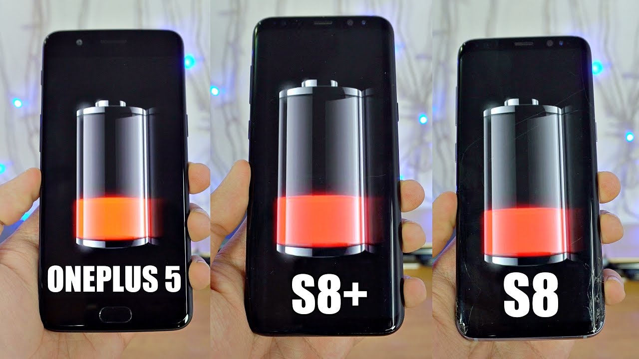 OnePlus 5 vs Samsung Galaxy S8 & S8 Plus - Battery Drain Test!