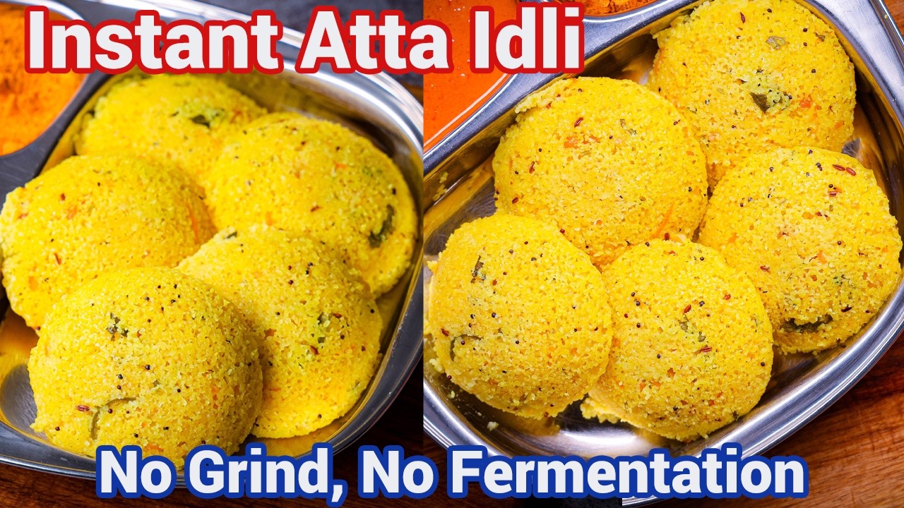 Instant Bansi Rava Idli - Atta Idli | Soft & Fluffy Broken Wheat Breakfast Idli - Soft Idli in Mins
