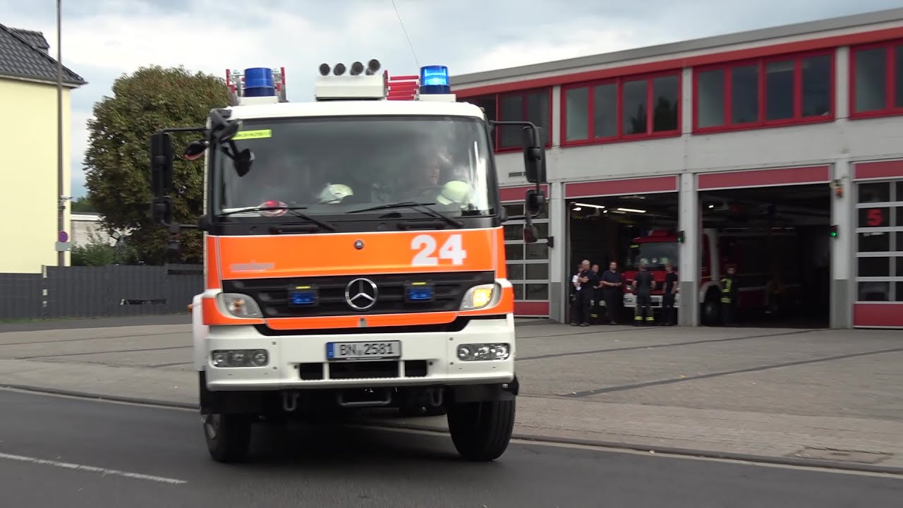 Einsatzfahrten: BF + RD + Polizei + FF mit Wachbesetzung zu Industriebrand in Bonn - Zusammenschnitt
