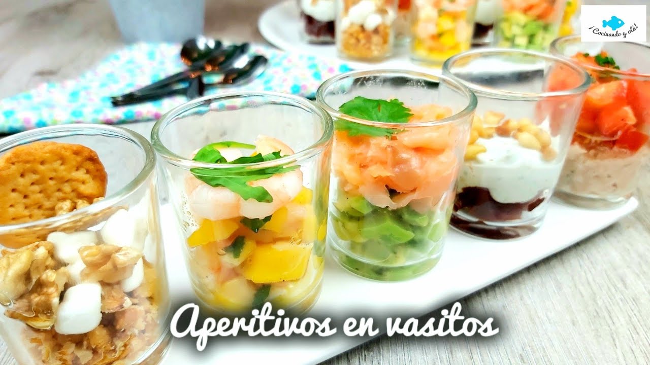 🎅 🌲 CANAPÉS o APERITIVOS, muy FÁCILES y RÁPIDOS en vasitos. ¡5 IDEAS DE CANAPÉS VARIADOS!!
