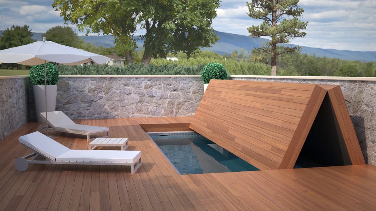 Cubierta de piscina transitable en madera. Terrasses de fusta, p&egrave;rgoles, porxos i tancaments.