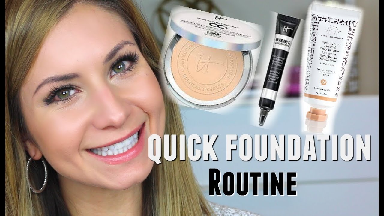 My Quick Powder Foundation Routine SPF 50 & How I Apply IT Cosmetics Concealer without looking Cakey