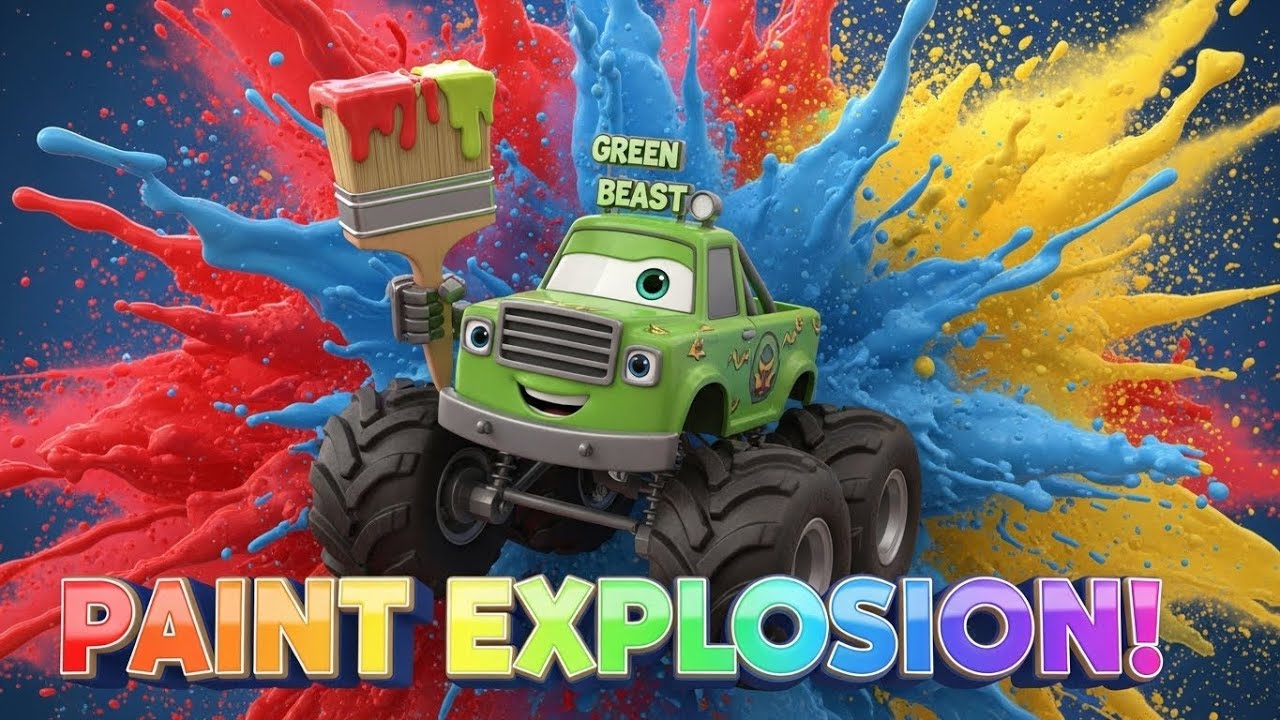 Paint Explosion! 🎨 Green Beast Mixing Colors & Cleaning ASMR | 
