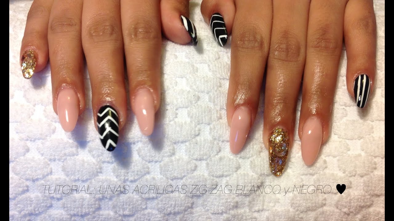 TUTORIAL: Uñas Acrilicas Zig Zag Blanco y Negro ♥