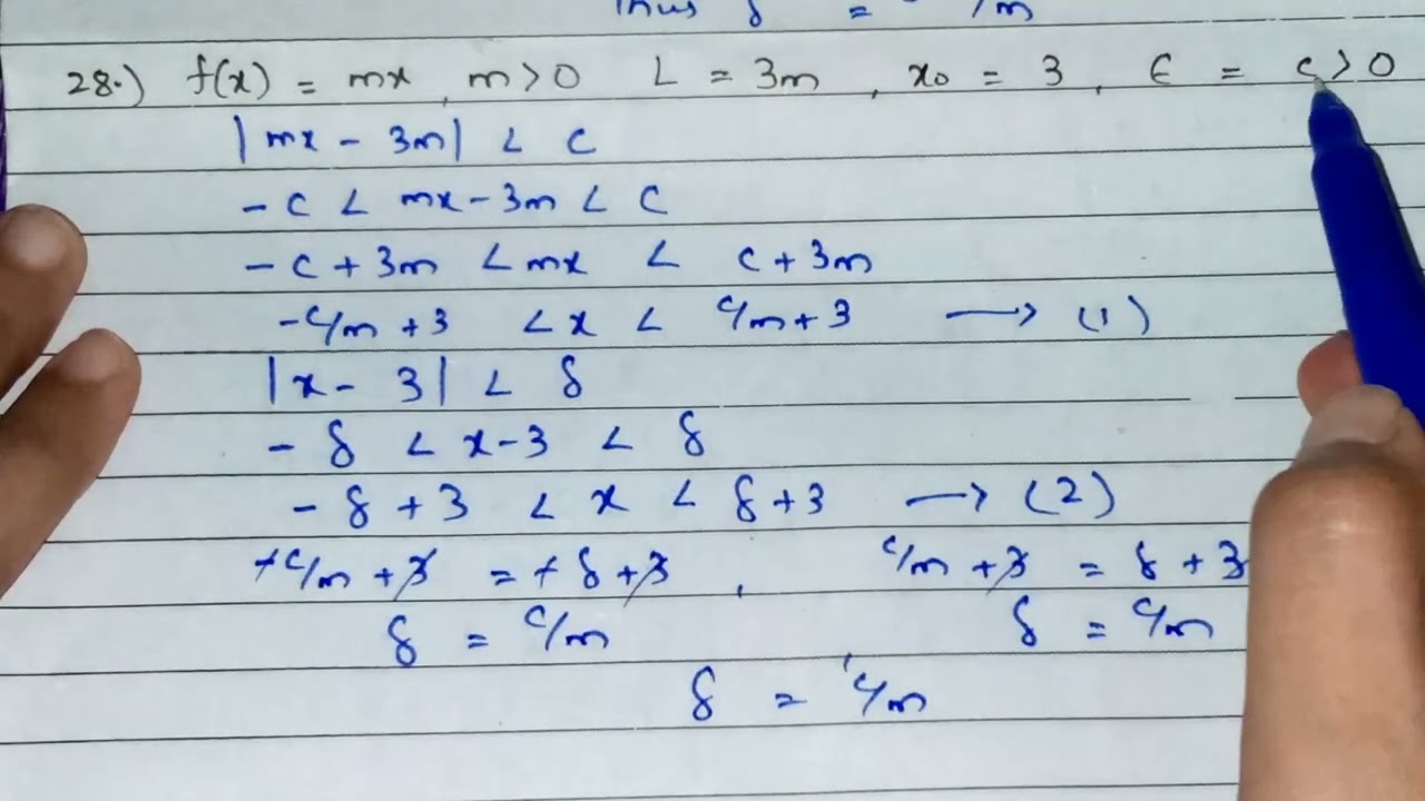 Finding Deltas Algebraically | Thomas Calculus| Exercise 2.3| Q27-30. Lecture in Hindi/Urdu.