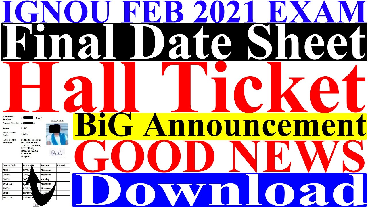 BREAKING NEWS IGNOU FEBRUARY EXAM 2021 NEW NOTICE RELEASED DATESHEET FOR EXAM & HALL TICKET OUT