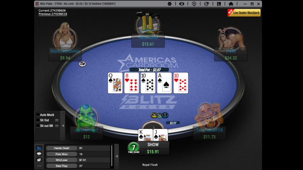 Royal Flush - Americas Cardroom - $.05/.10 Blitz Poker