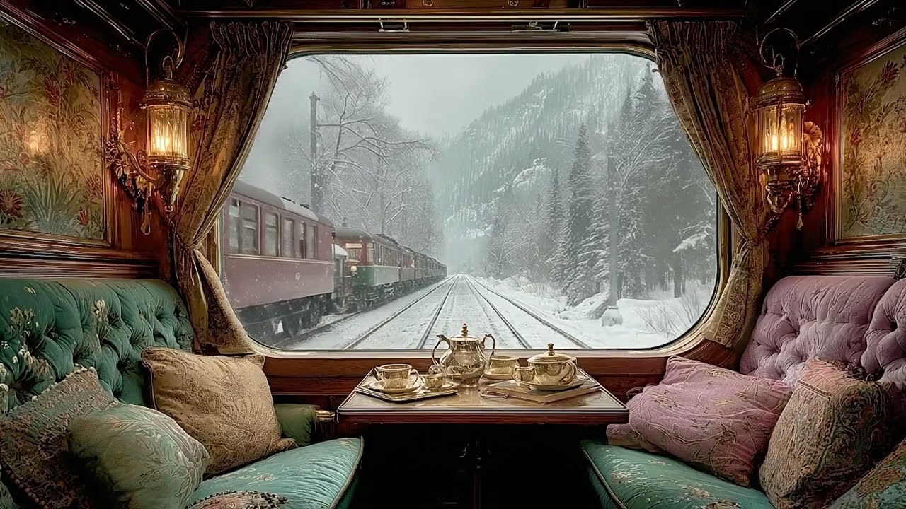 Vintage Train Car in Winter ❄️ Soft Snow and Gentle Motion