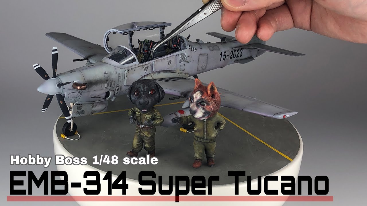 full build ホビーボス1/48 EMB-314 スーパーツカノと動物クルーのジオラマ