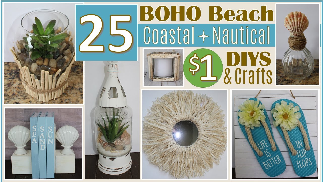 25 DOLLAR TREE DIY BOHO BEACH | COASTAL & NAUTICAL DECOR DIYS | 5 🌞NEW🌞 CRAFTS