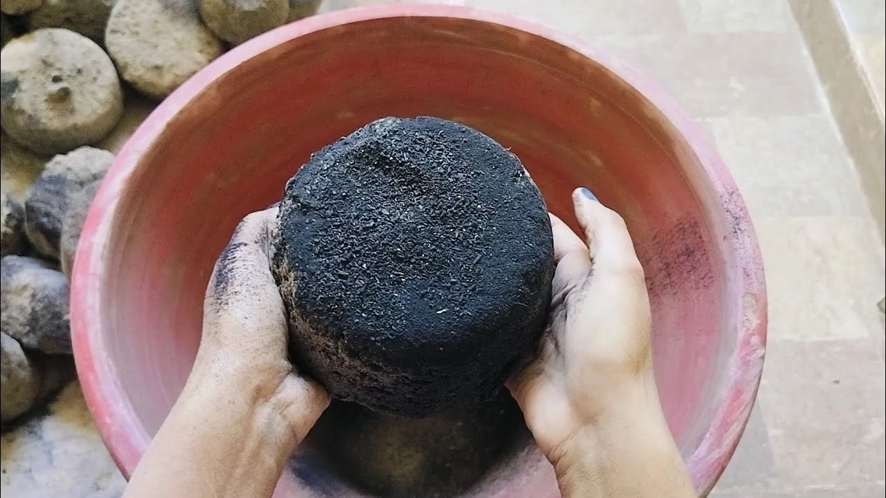 Pure ashes dusty dry crumbling on clay pot satisfying powder play + pool crumbling 