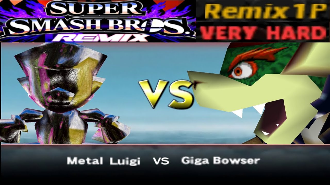 Smash Remix HD Textures Gameplay - Remix 1p Mode Metal Luigi (Very Hard)