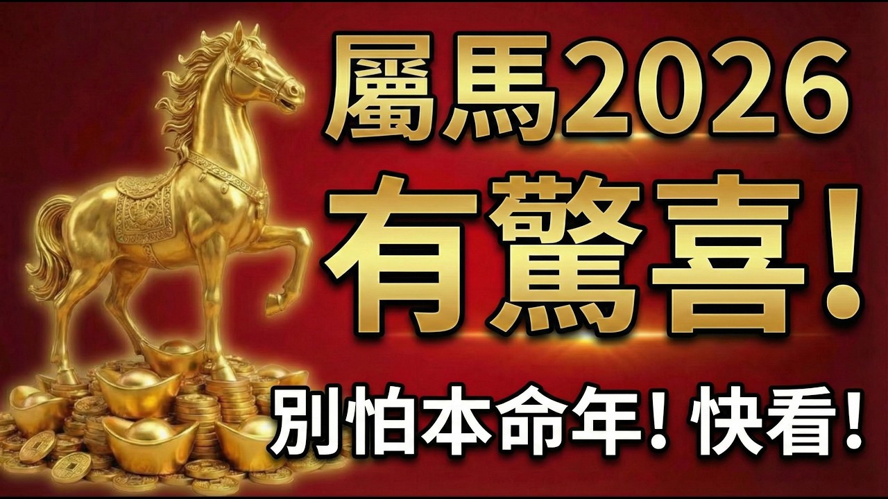 屬馬的別怕本命年！今年是老天給你的「特殊通道」！只要過了農曆二月這道坎，你的好運將會迎來「驚喜爆發」！#屬馬2026運勢 #本命年 #2026生肖馬運勢 #生肖馬 #財運 #化太歲 #風水 #丙午年