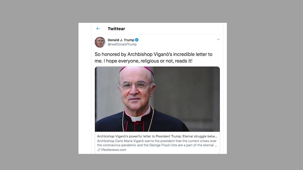 Trump re-tweets letter from archbishop normally critical of Pope Francis