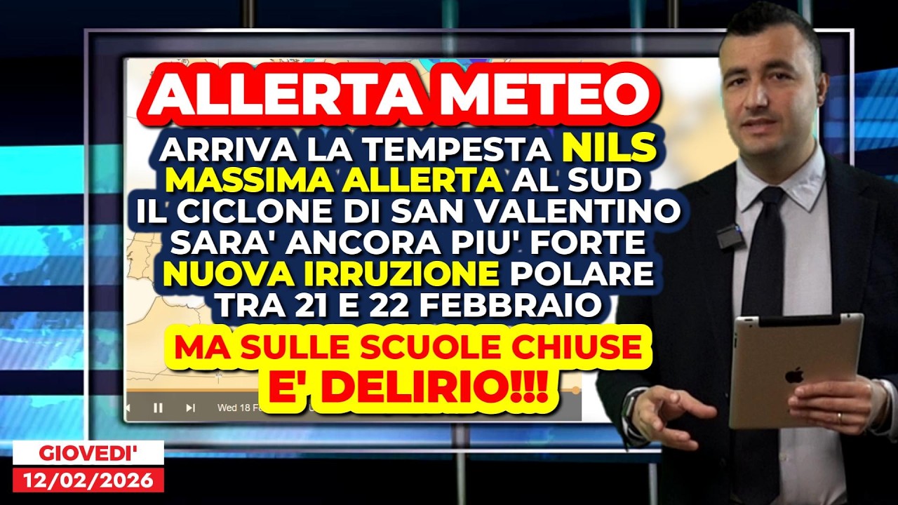 ALLERTA METEO, stato di massima allerta per il Mega-Ciclone Nils. Poi escalation di GELO E NEVE!!!