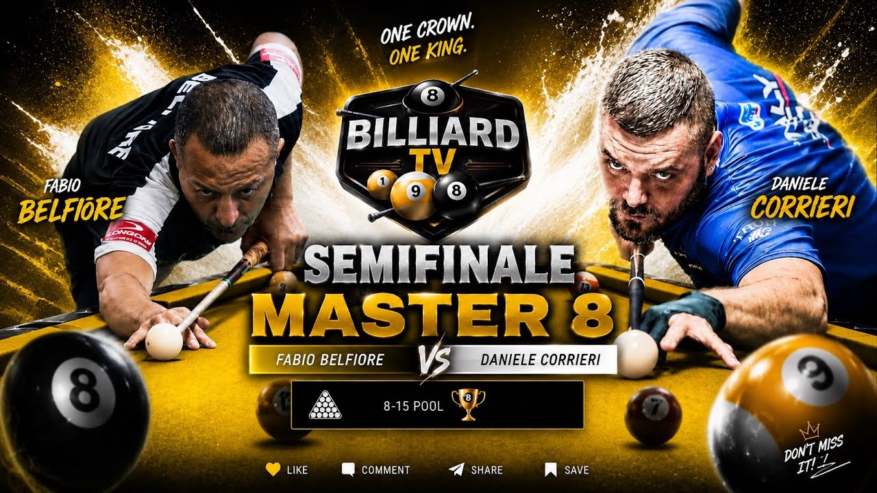 CORRIERI DANIELE VS BELFIORE FABIO Semifinale Master 8 BILLIARD TV
