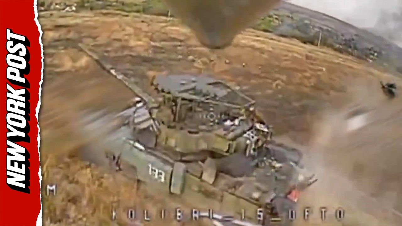 Ukraine Drone Defends Against Massive Armored Russian Assault